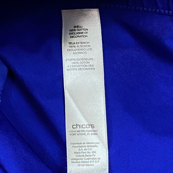 Chicos No Iron Button Down Shirt Womens 2 Blue 3/4 Sleeve Professional Classic - Picture 6 of 7